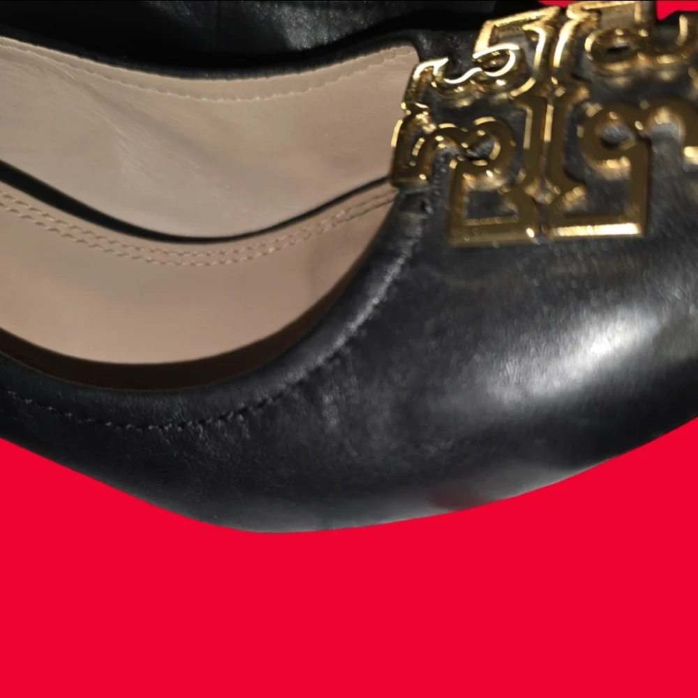 Tory Burch black leather platform heels size 8.5